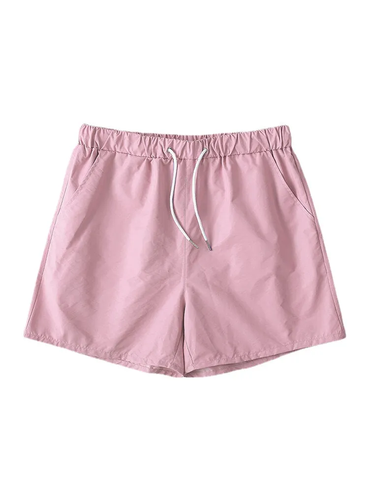 Men's Solid Color Quick-Dry Drawstring Beach & Jogging Shorts - Lightweight Activewear