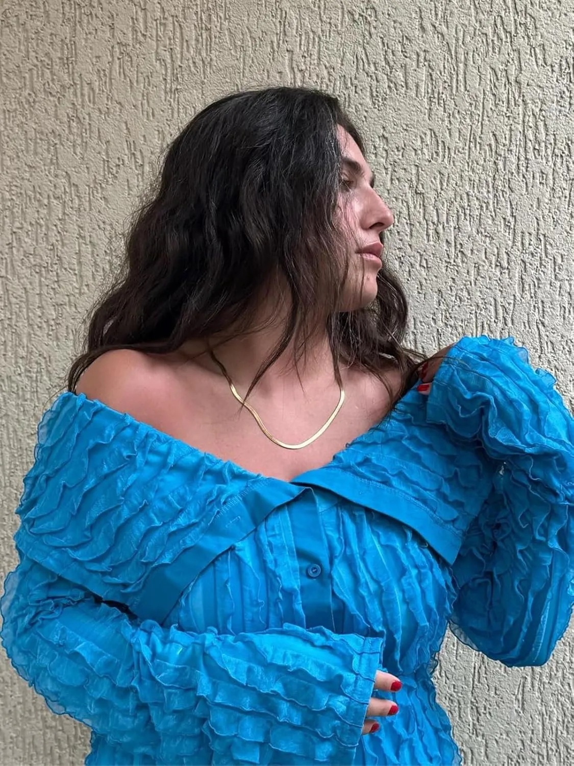 Mojessy Off Shoulder Ruffle Dresses for Women Sexy Long Sleeve Button Down See Through Bodycon Maxi Dresses