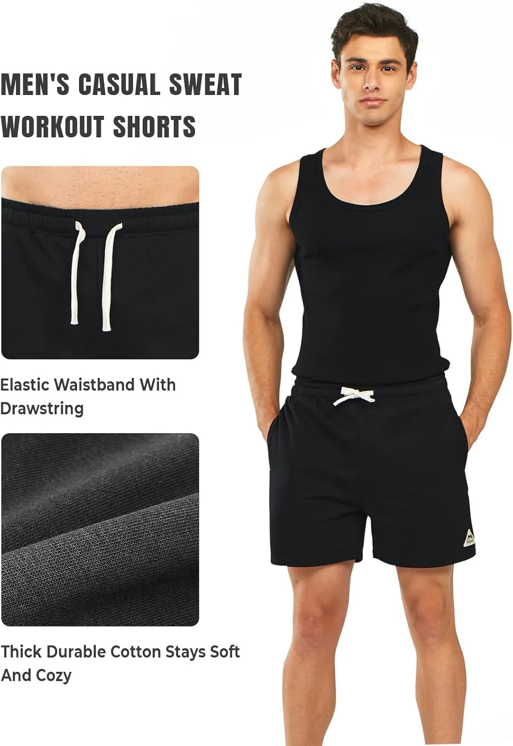 NORTHYARD Men's Sweat Shorts 5" with Pockets Cotton Drawstring Summer Workout Casual Lounge Shorts