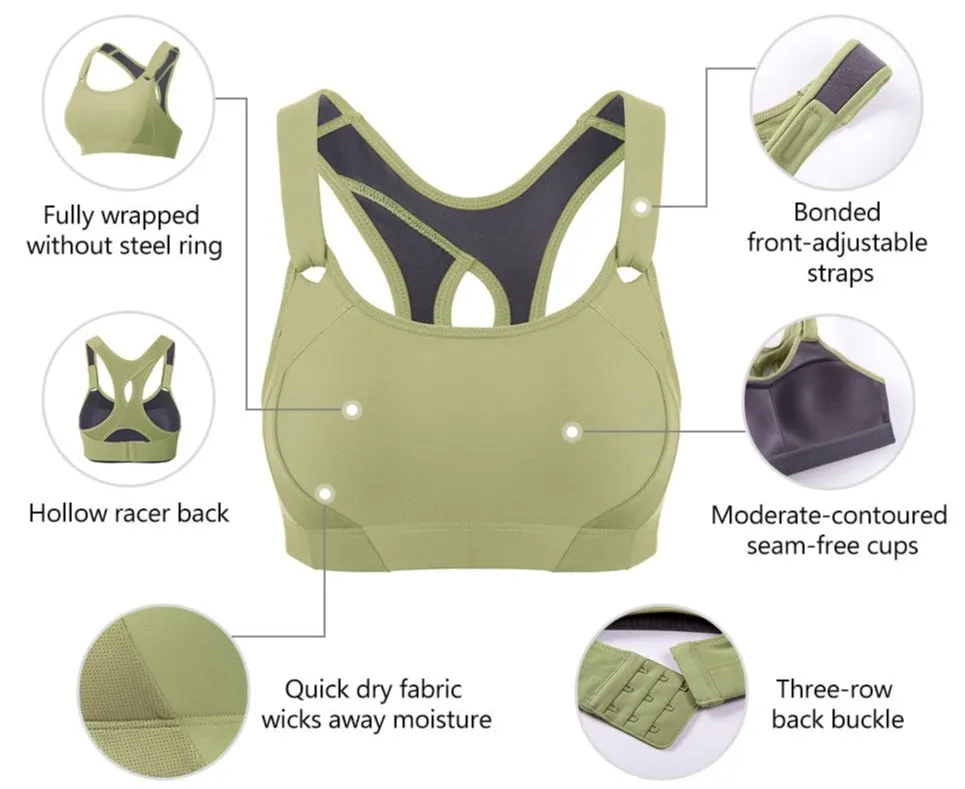 Plus size high impact wireless full cup lightly padded sports bra (Size 32/70 - 42/95, C - E)