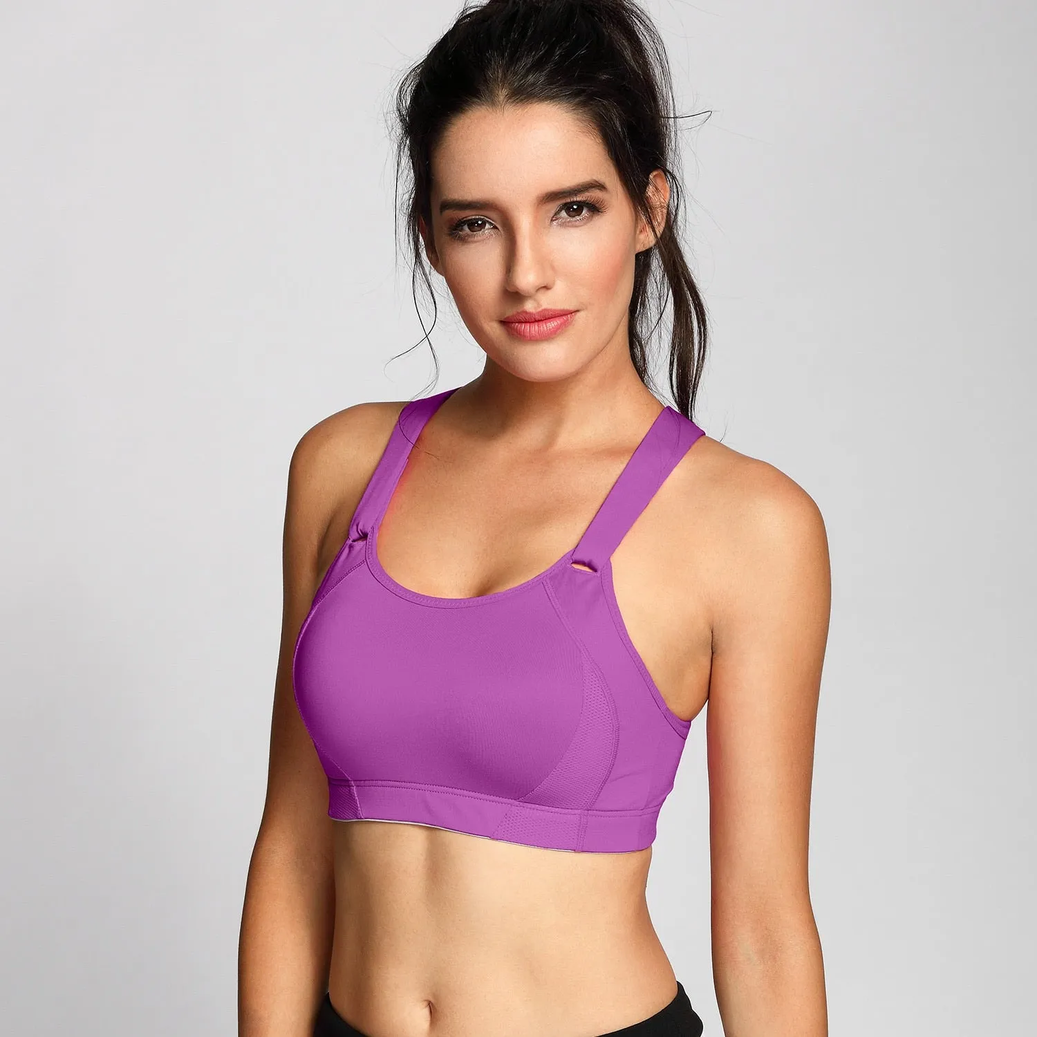 Plus size high impact wireless full cup lightly padded sports bra (Size 32/70 - 42/95, C - E)