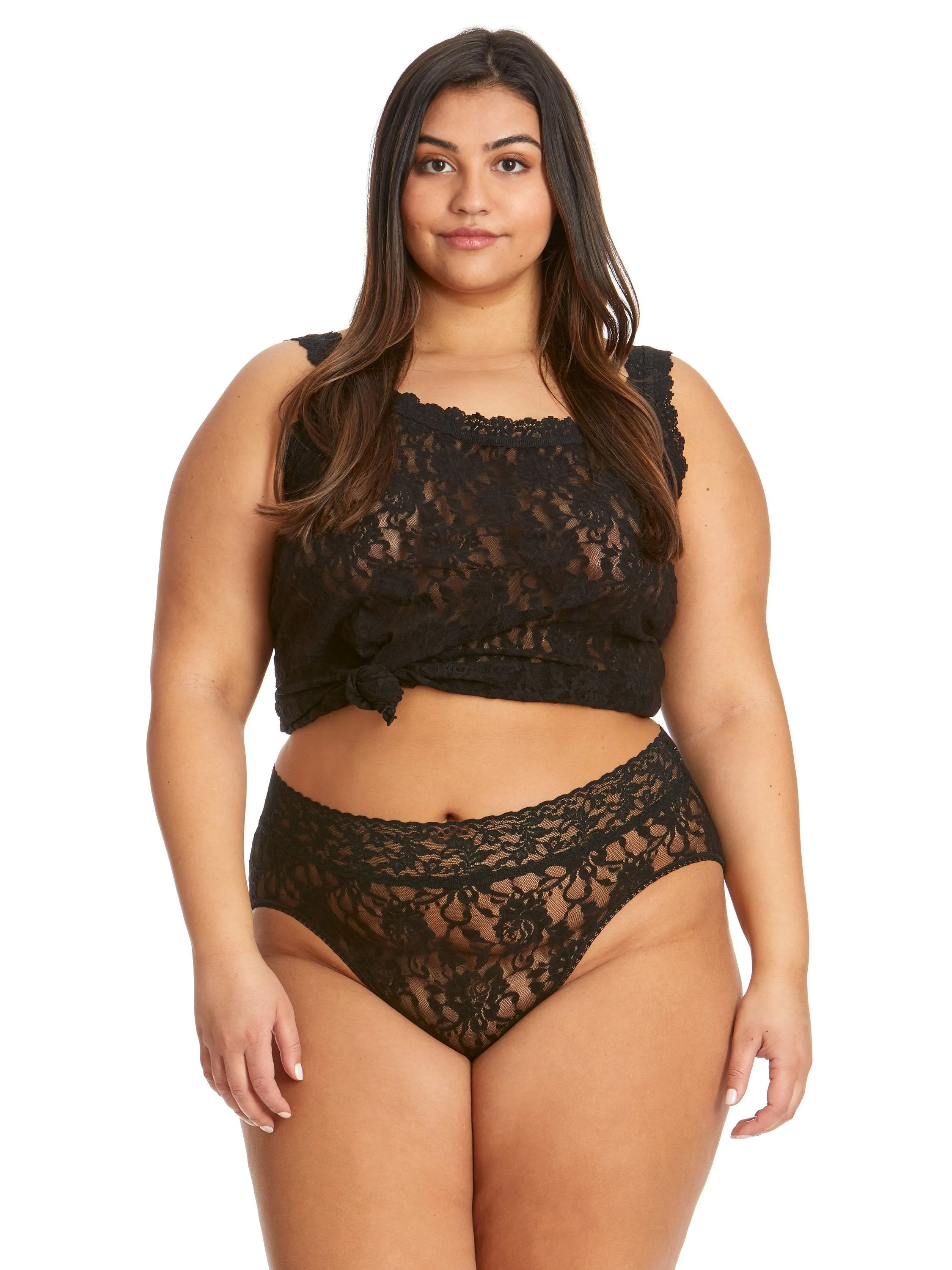 Plus Size Signature Lace French Brief Black