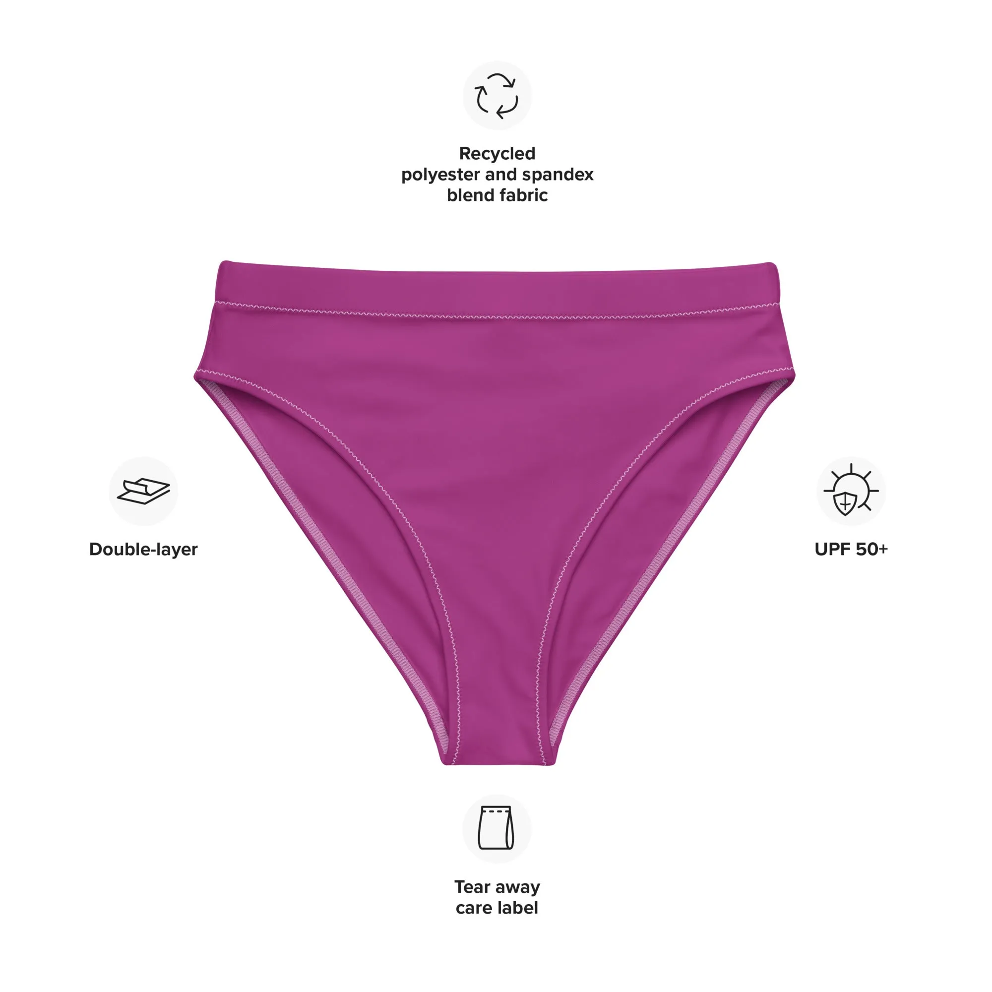 Red Violet High Waisted Bikini Bottom (Glamourange Cheeky High Waisted Bikini Bottom With Colours)