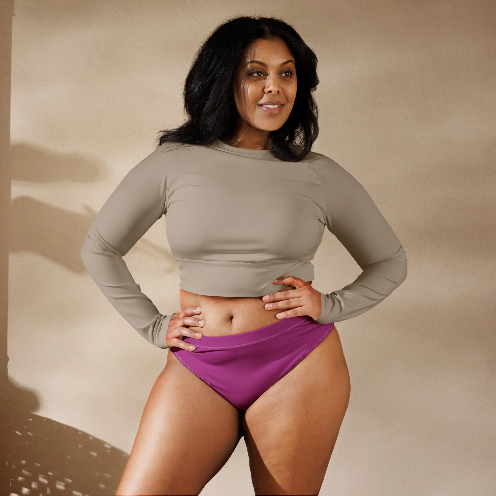 Red Violet High Waisted Bikini Bottom (Glamourange Cheeky High Waisted Bikini Bottom With Colours)