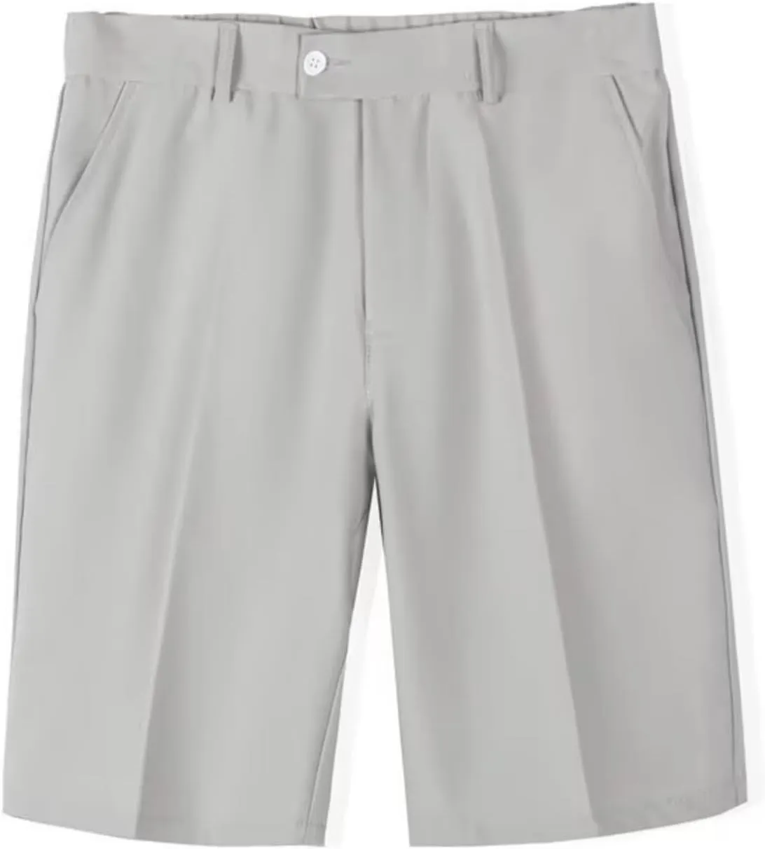 Shorts Men Casual Pleated Front Golf Work Casual Shorts Lightweight Stretch Waist Button Dress Pants with Pockets