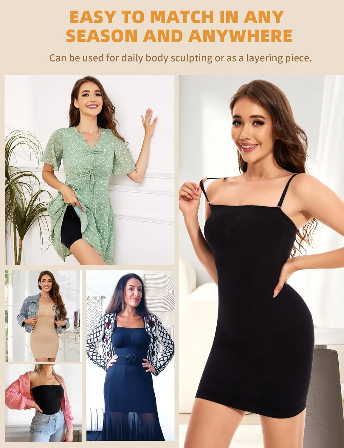 SLIMBELLE Womens Strapless Shapewear Slip Tummy Control Dress Slip Seamless Full Body Shaper for Under Dresses