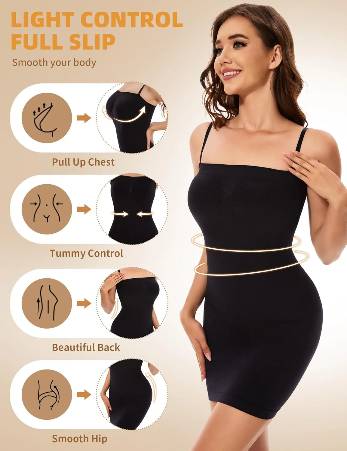 SLIMBELLE Womens Strapless Shapewear Slip Tummy Control Dress Slip Seamless Full Body Shaper for Under Dresses