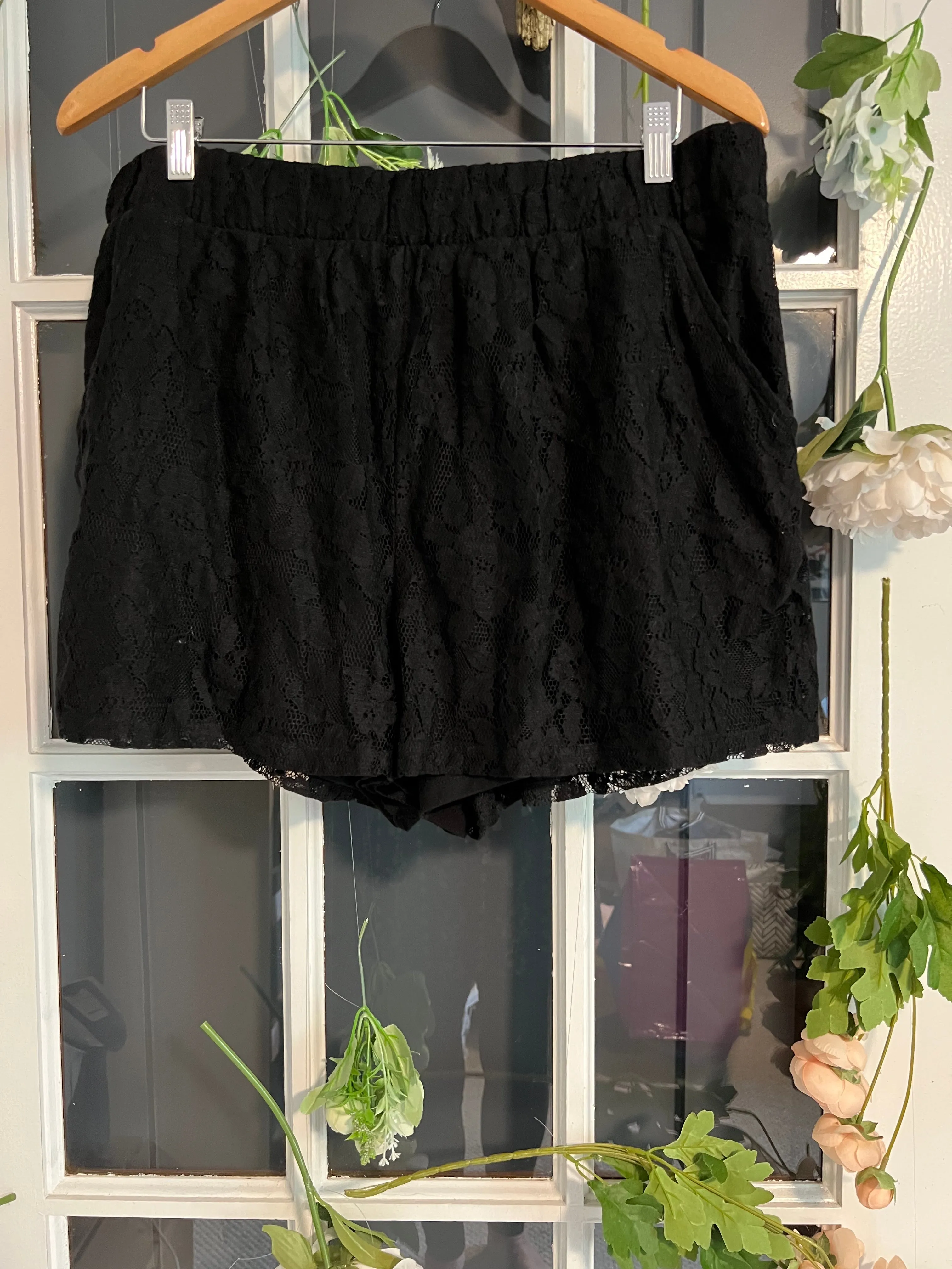 Soft Black Lace Shorts 1X