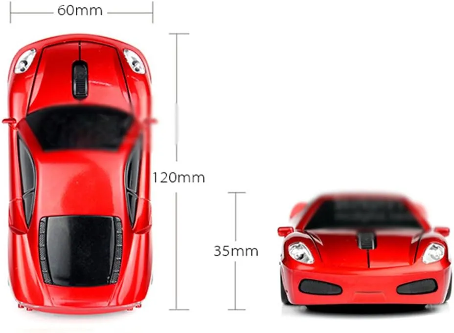 Sport Car Shape Computer Mice 2.4ghz Wireless Mouse 1600dpi Optical Gaming Mice (Red)