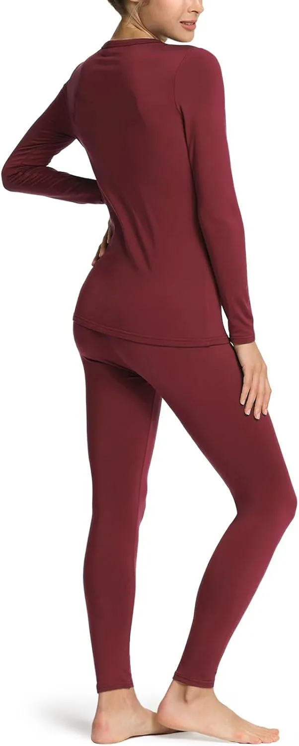 TSLA Women's Thermal Underwear Set, Soft Fleece Lined Long Johns, Winter Warm Base Layer Top & Bottom