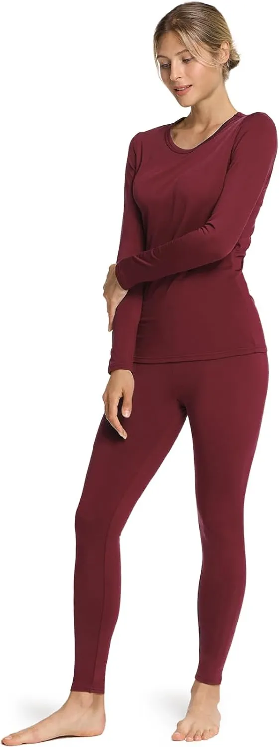 TSLA Women's Thermal Underwear Set, Soft Fleece Lined Long Johns, Winter Warm Base Layer Top & Bottom