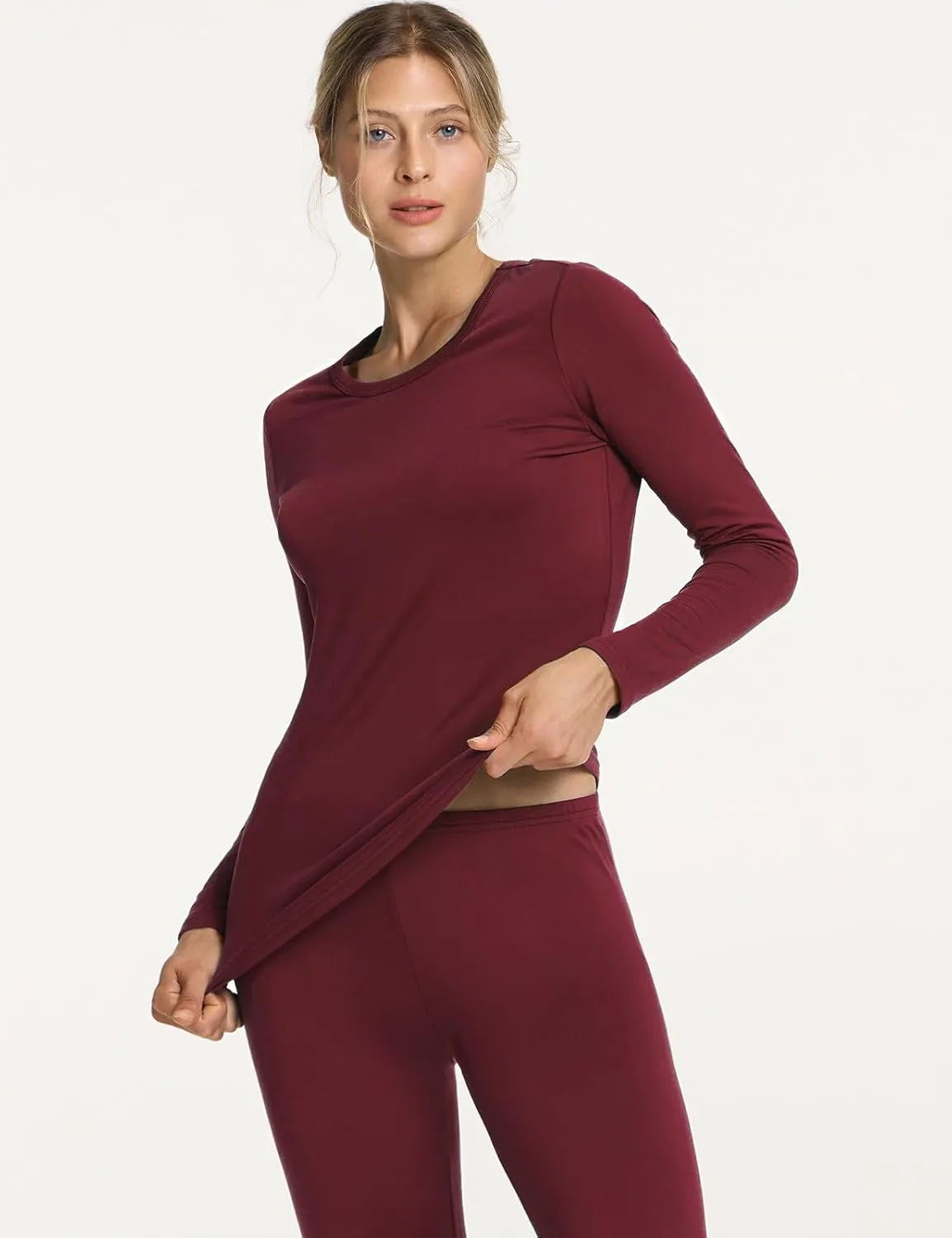 TSLA Women's Thermal Underwear Set, Soft Fleece Lined Long Johns, Winter Warm Base Layer Top & Bottom