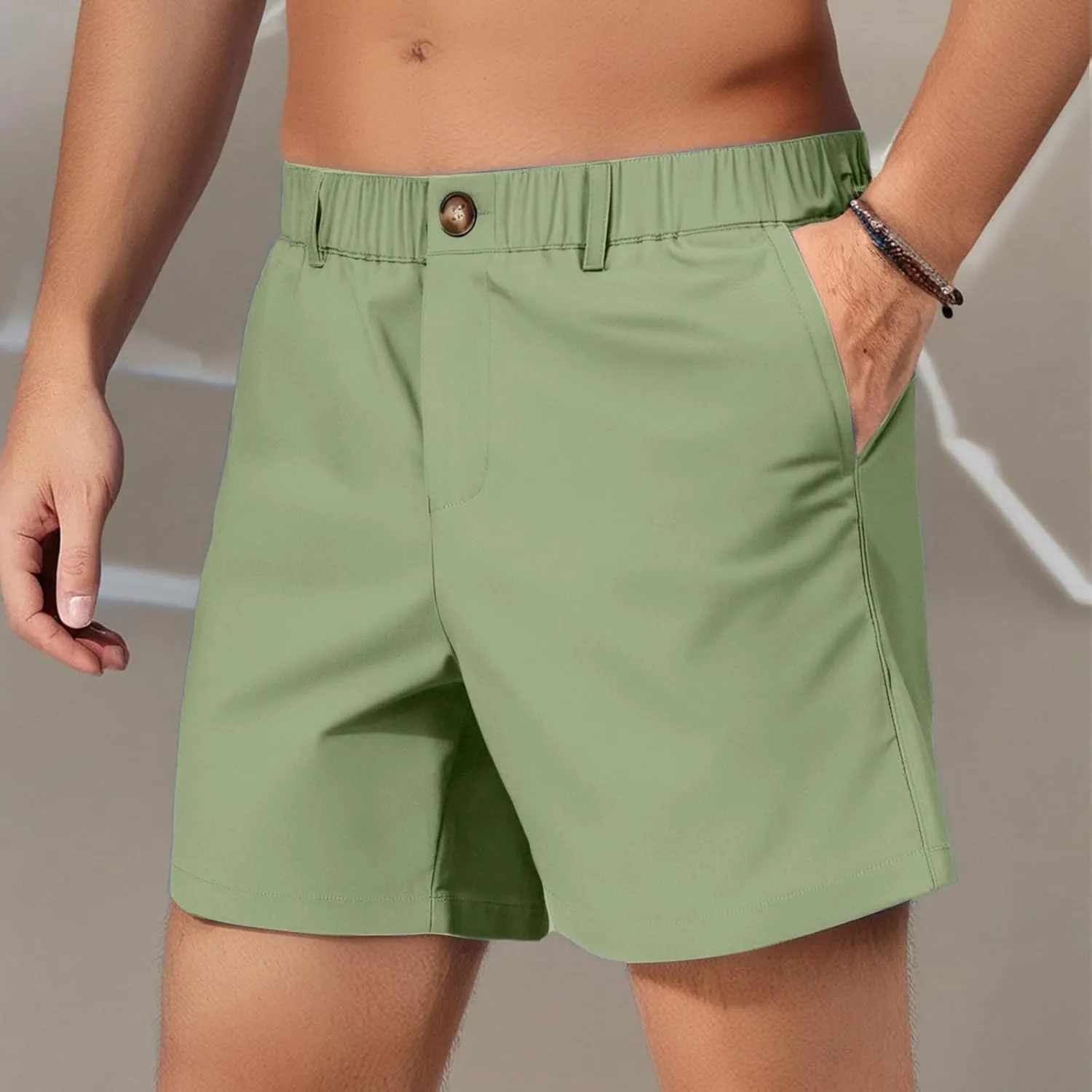 WENKOMG1 Mens Casual Shorts Quick Dry Elastic Waist Summer Golf Shorts