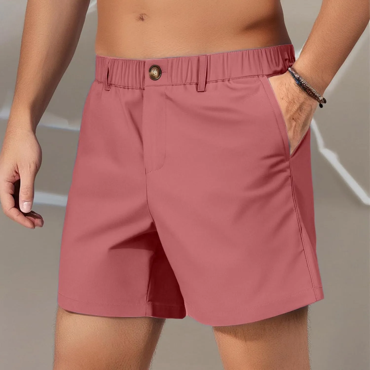 WENKOMG1 Mens Casual Shorts Quick Dry Elastic Waist Summer Golf Shorts