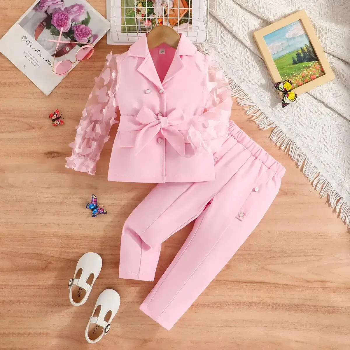 Winter Girls Butterfly Sleeve Blazer Top and Matching Pants