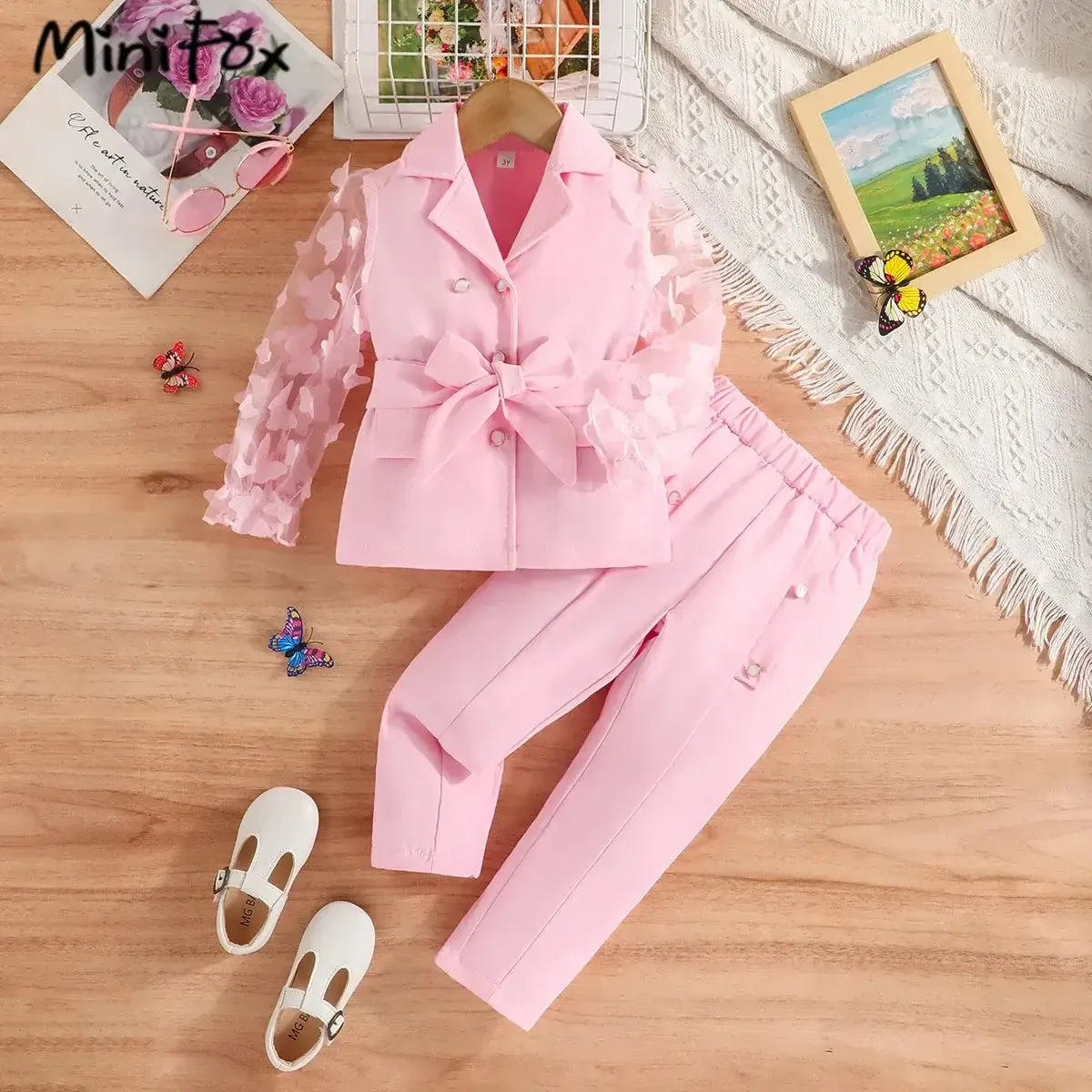 Winter Girls Butterfly Sleeve Blazer Top and Matching Pants