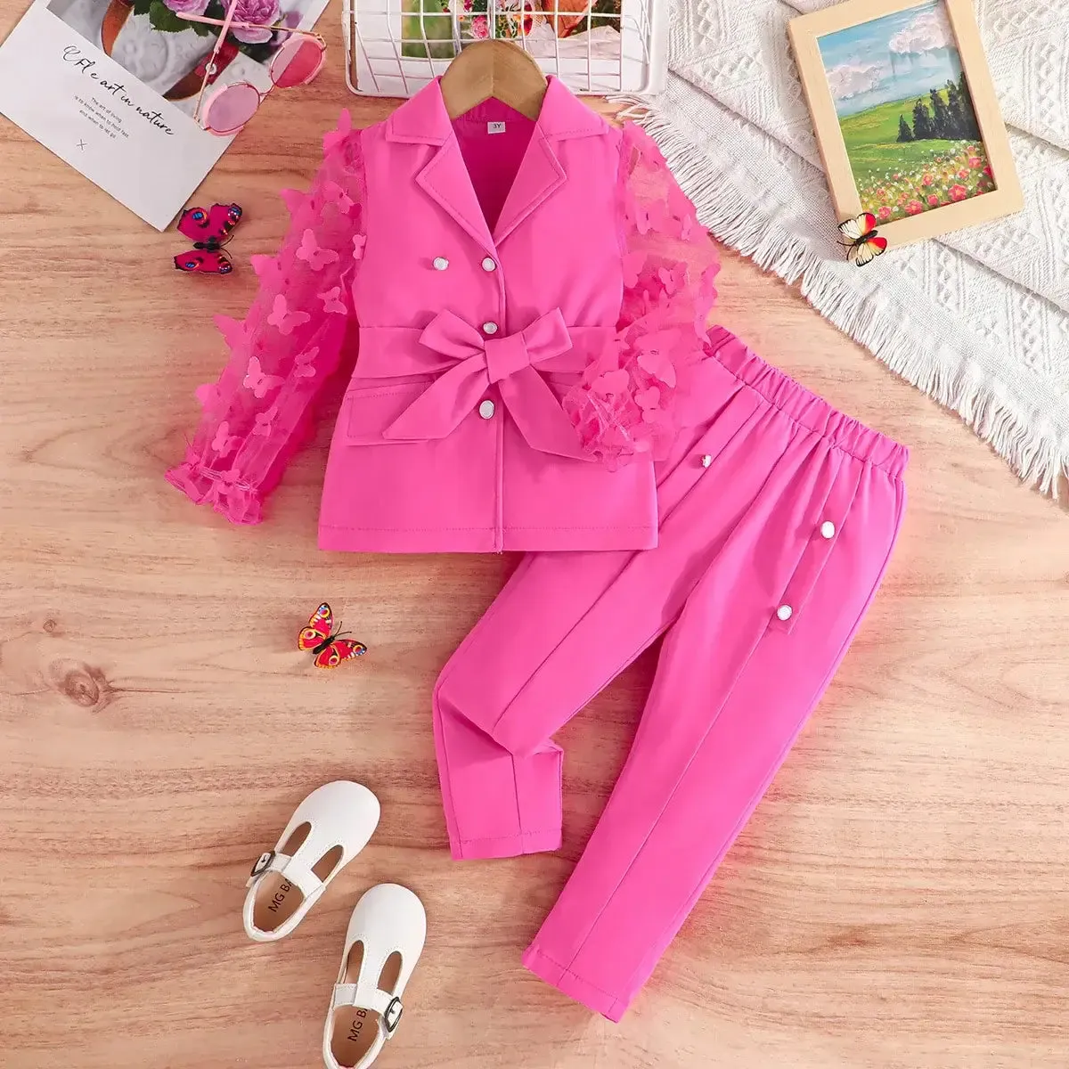 Winter Girls Butterfly Sleeve Blazer Top and Matching Pants