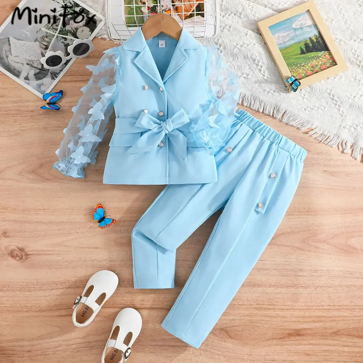 Winter Girls Butterfly Sleeve Blazer Top and Matching Pants