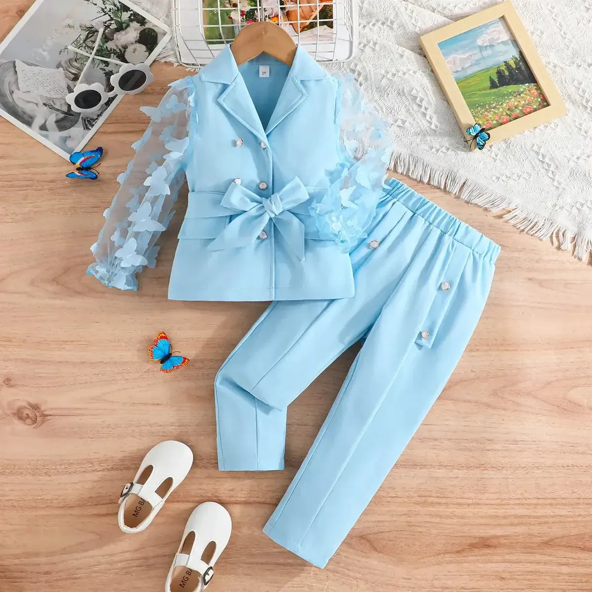 Winter Girls Butterfly Sleeve Blazer Top and Matching Pants