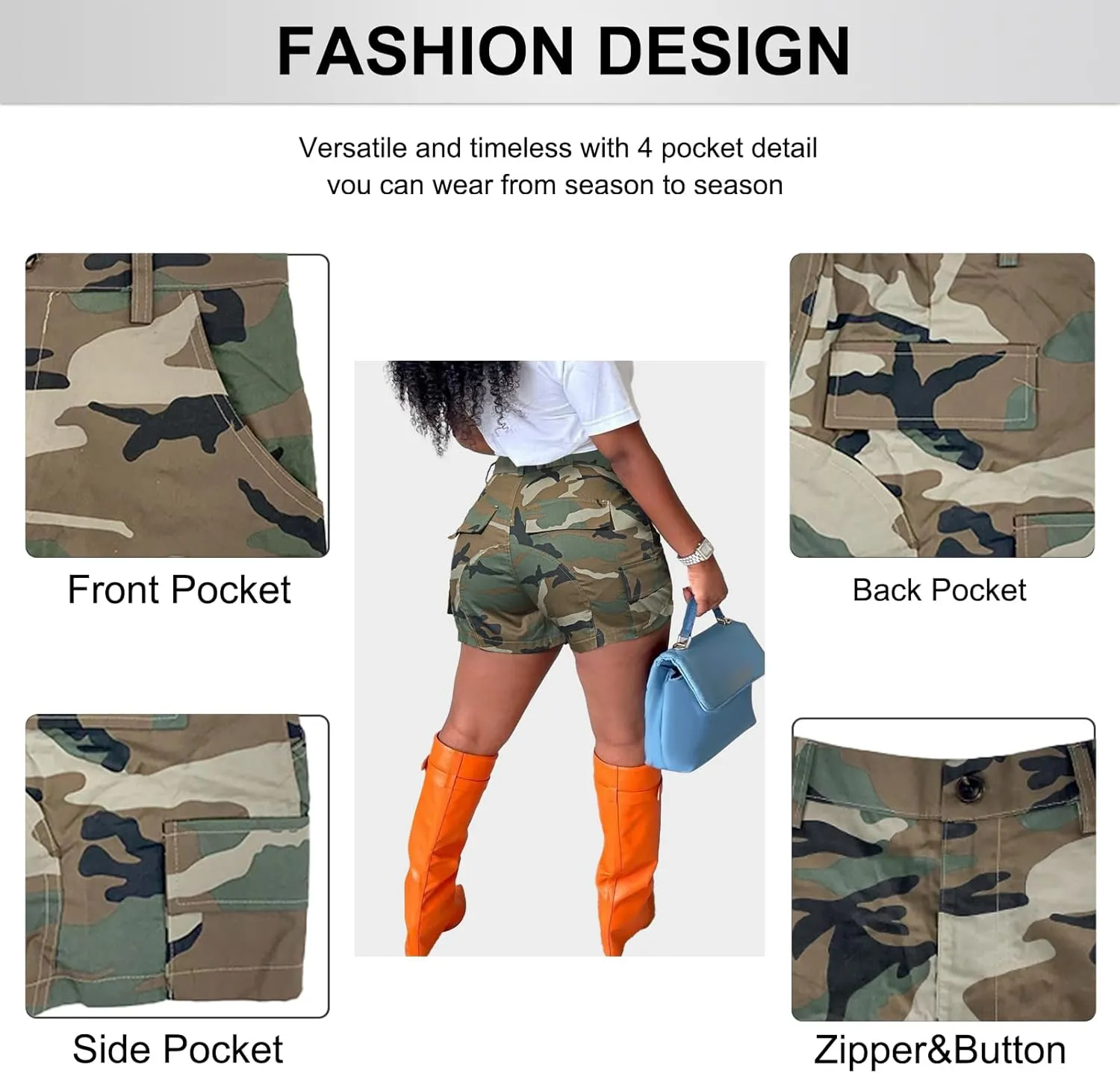 Women Camo Shorts Slim Fit Camouflage Cargo Shorts Women Casual Army Fatigue Shorts with Pockets