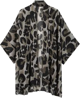 Womens Bohemian Floral Sheer Chiffon Kimono Beach Bikini Cover up Cardigan Capes Tunic