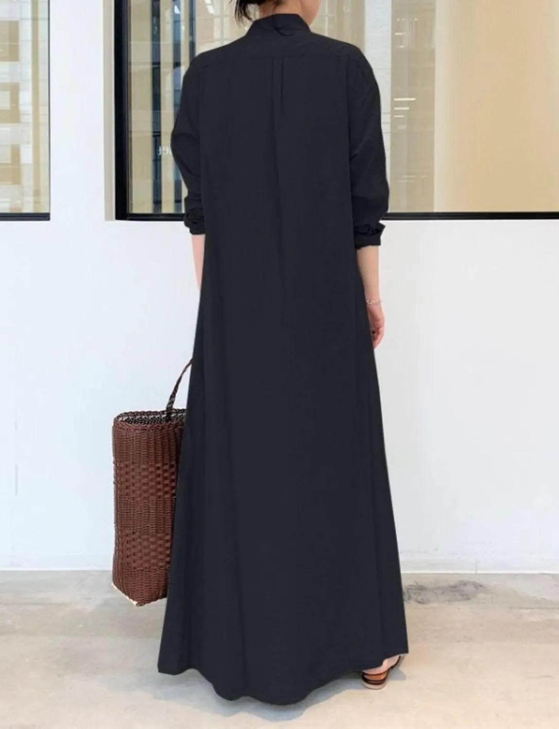Women's Plain Buiness Casual Dress Elegant Plus Size Robe Solid Color Summer Kaftan