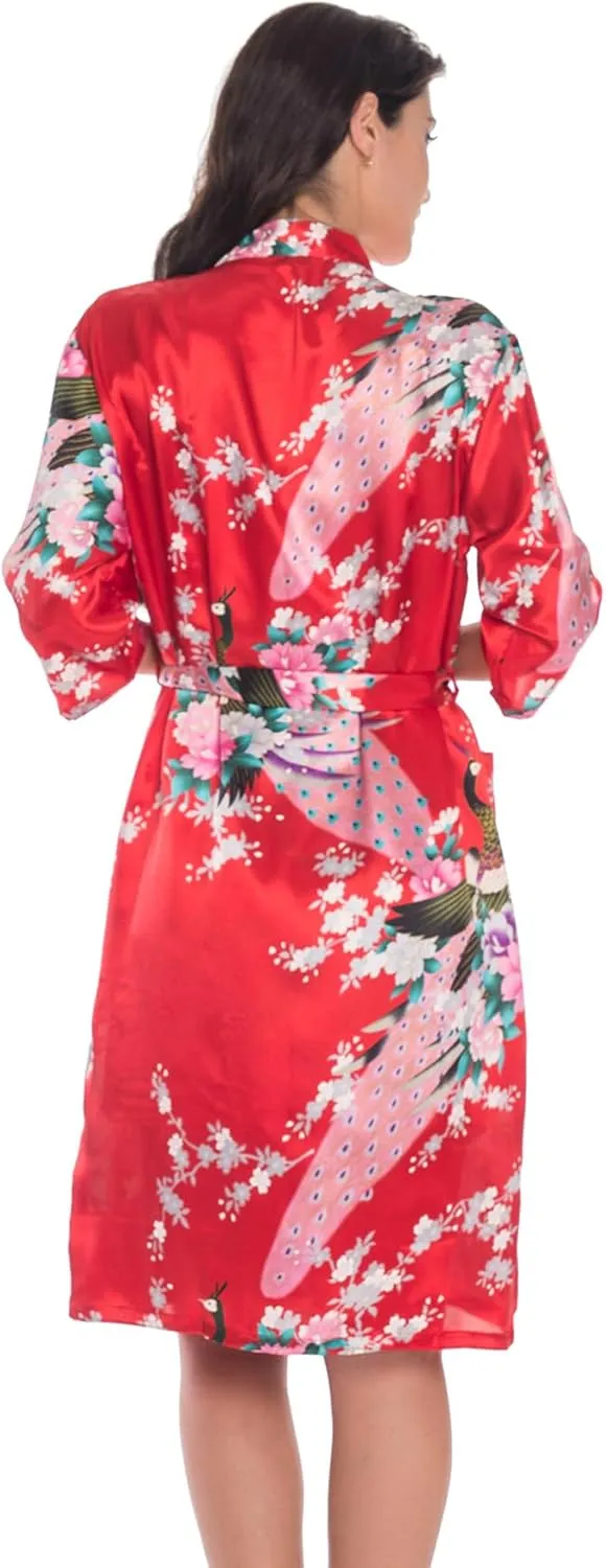 Women's Satin Nightgown with Robes Set 2 Piece Sleepwear Sexy Slip Gown Pajamas Set Silky Cami Nightwear