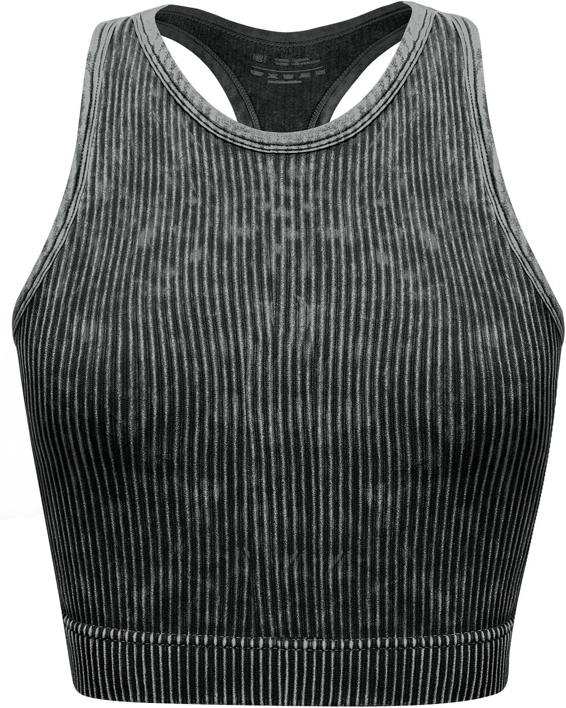 Women's Seamless Ribbed Workout Crop Tank Top,Slim Fit Short Scoop Neck Racerback Tank Tops,Sports Bra Yoga Tops