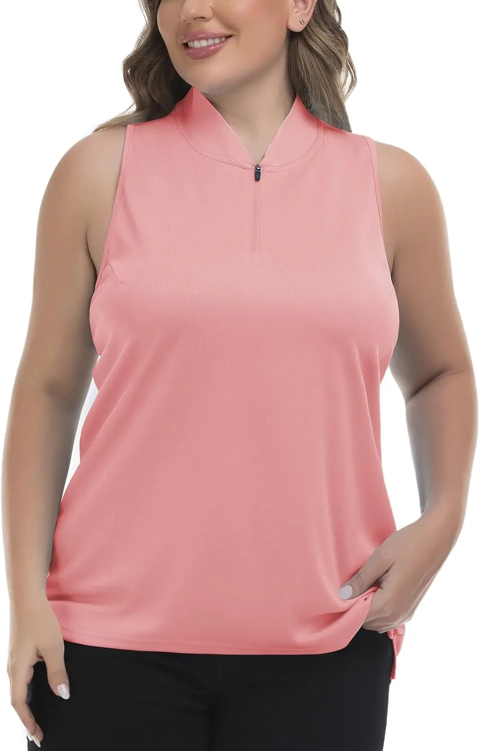 Women's Sleeveless Golf Polo Shirt Loose Fit Racerback Golf Dry Fit Tank Tops for Ladies Tennis Apparel Lightweight SPF 50 