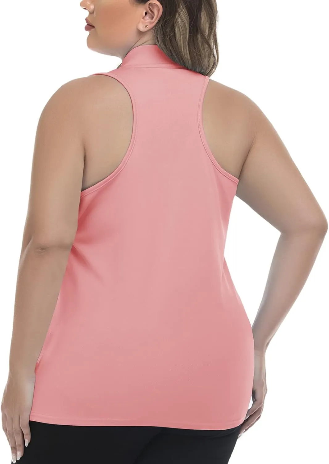 Women's Sleeveless Golf Polo Shirt Loose Fit Racerback Golf Dry Fit Tank Tops for Ladies Tennis Apparel Lightweight SPF 50 