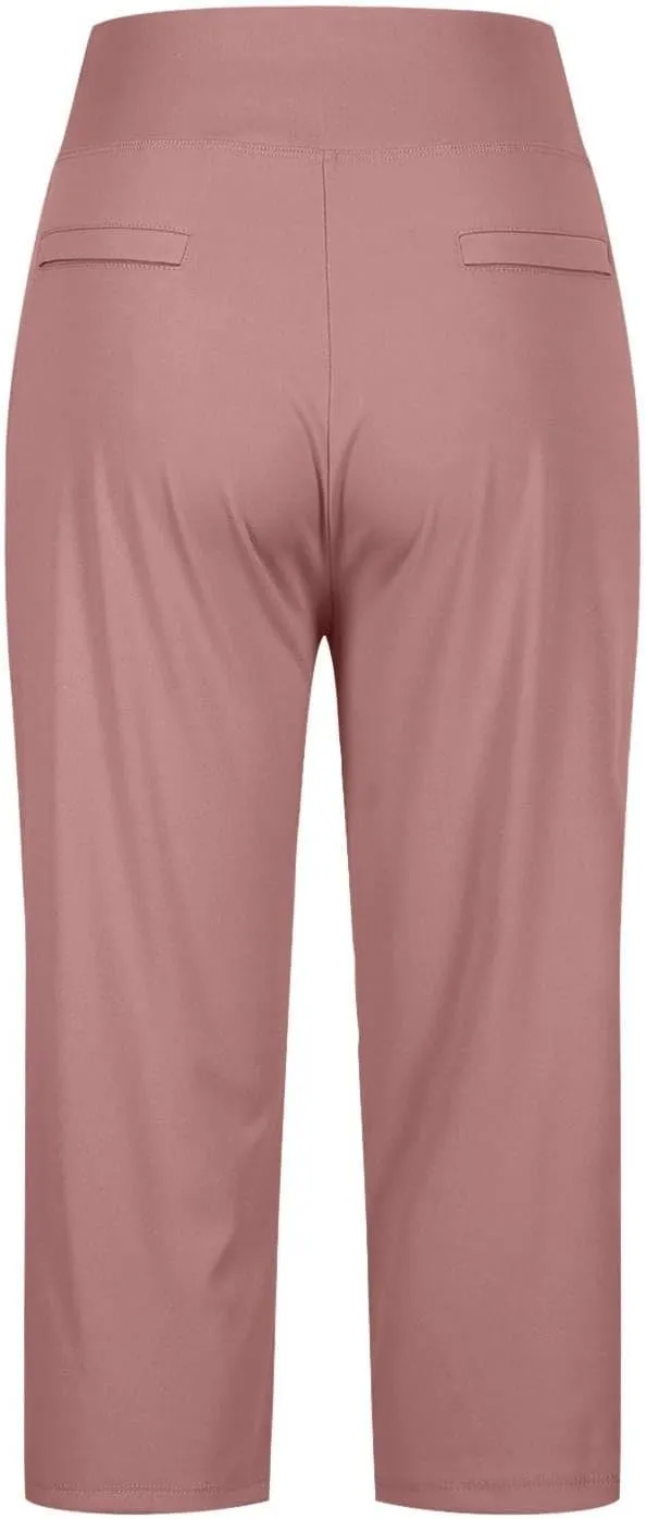 Women's Summer Capri Pants High Waisted Stretch Cropped Trousers Casual Comfortable Yoga Workout Wear Pure Color